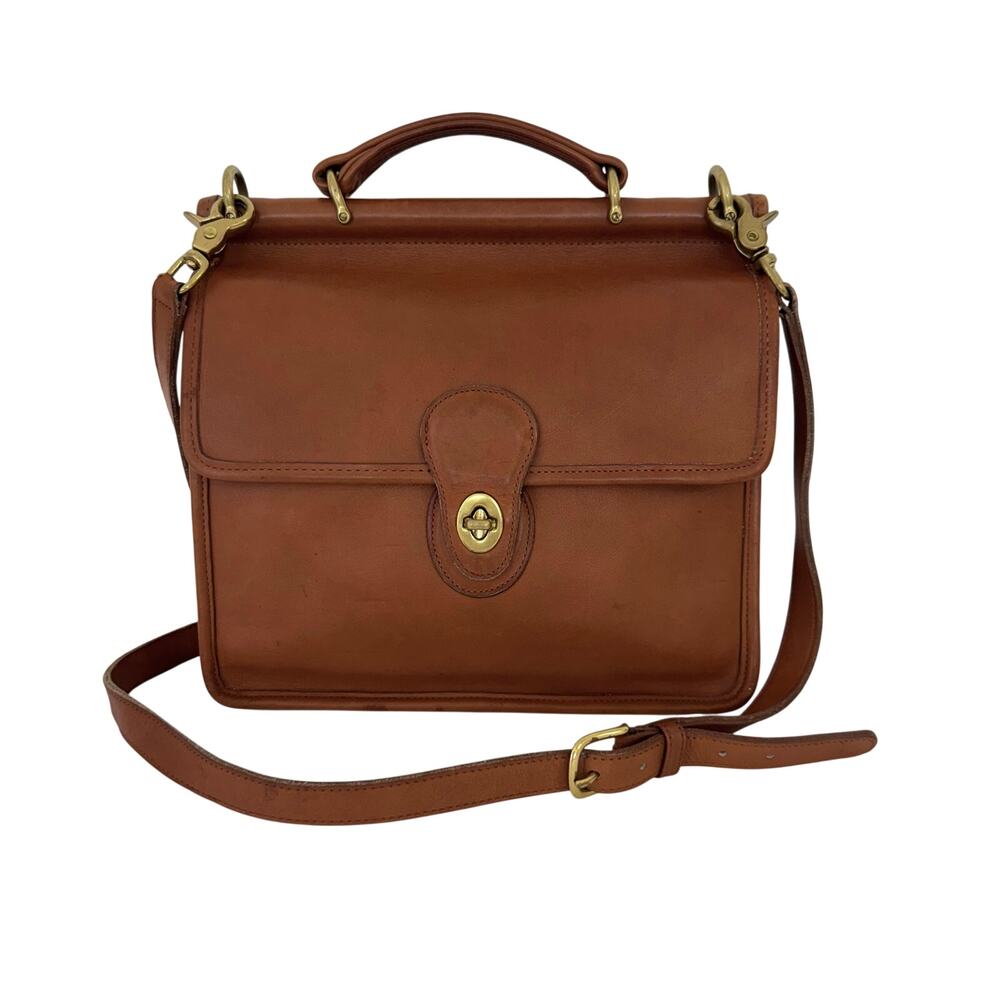 Coach Willis Vintage Top Handle Leather Satchel Crossbody Bag 9927 British Tan - Picture 1 of 15